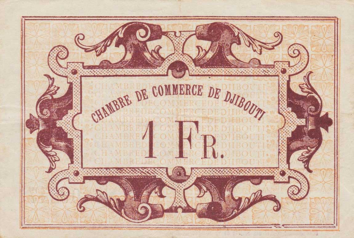 Back of French Somaliland p24: 1 Franc from 1919