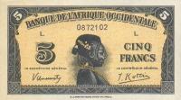 Gallery image for French West Africa p28a: 5 Francs from 1942