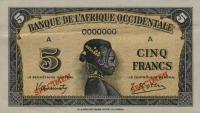 Gallery image for French West Africa p28s1: 5 Francs