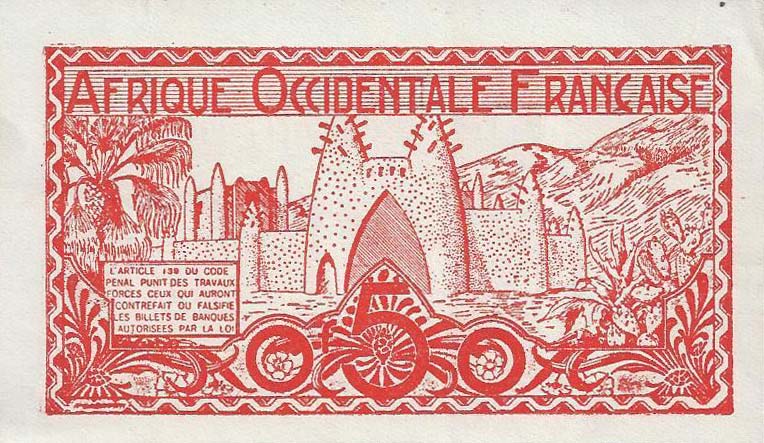 Front of French West Africa p33a: 0.5 Franc from 1944