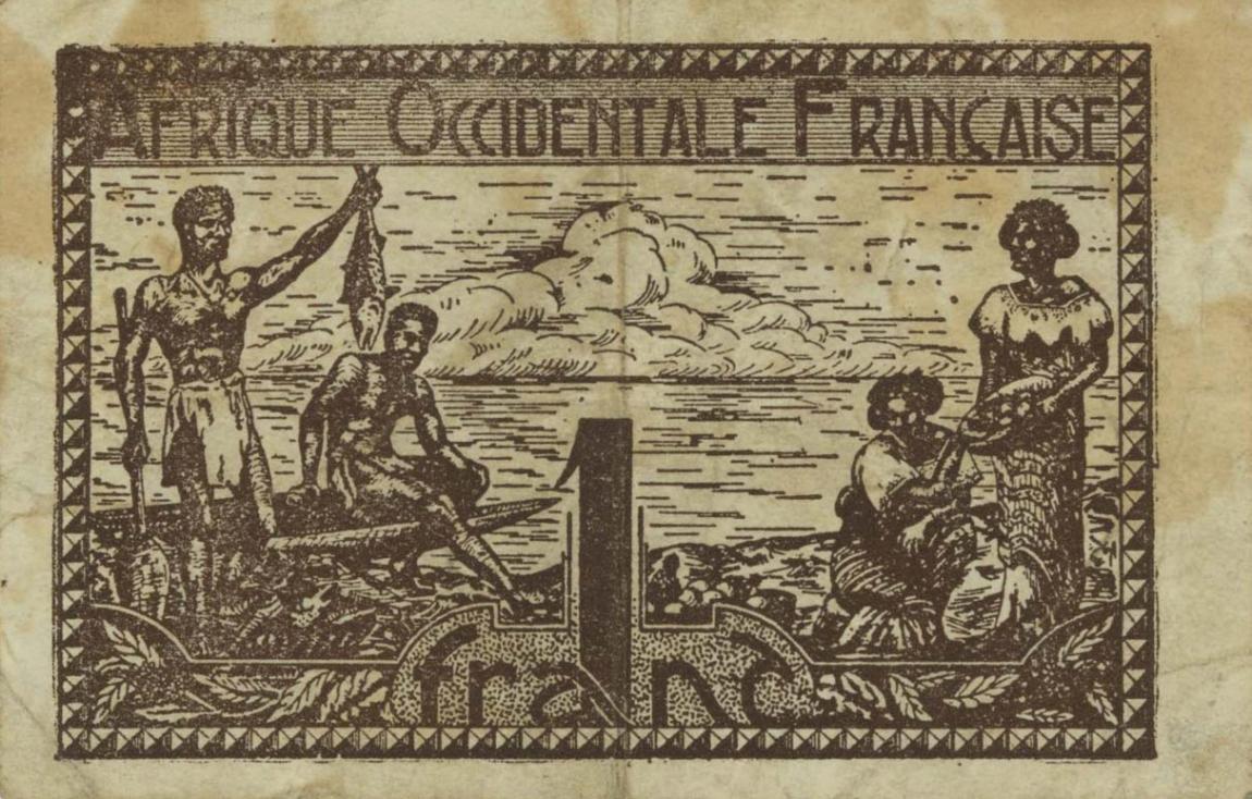 Front of French West Africa p34b: 1 Franc from 1944