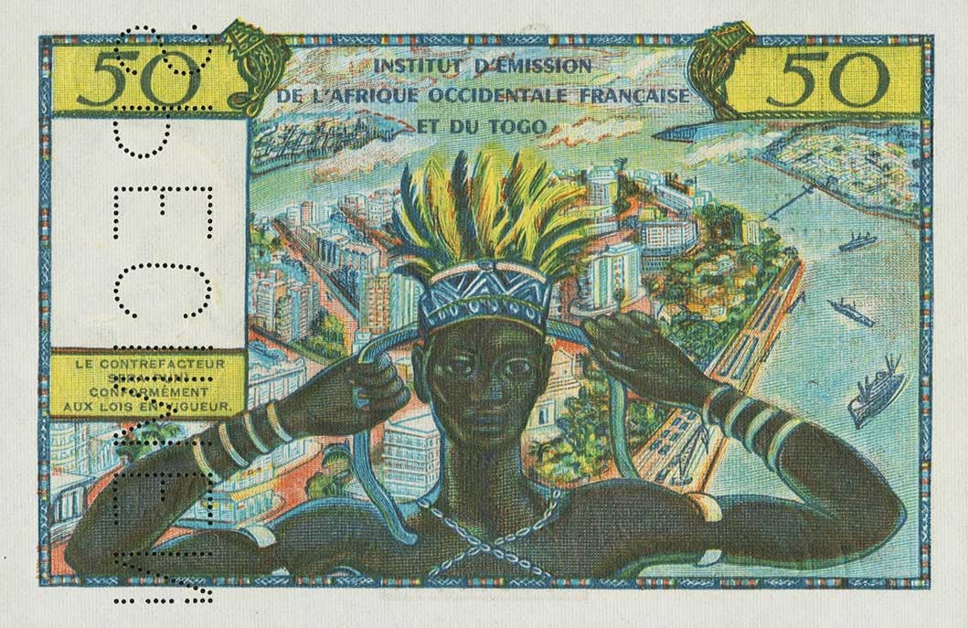 Back of French West Africa p45s: 50 Francs from 1956