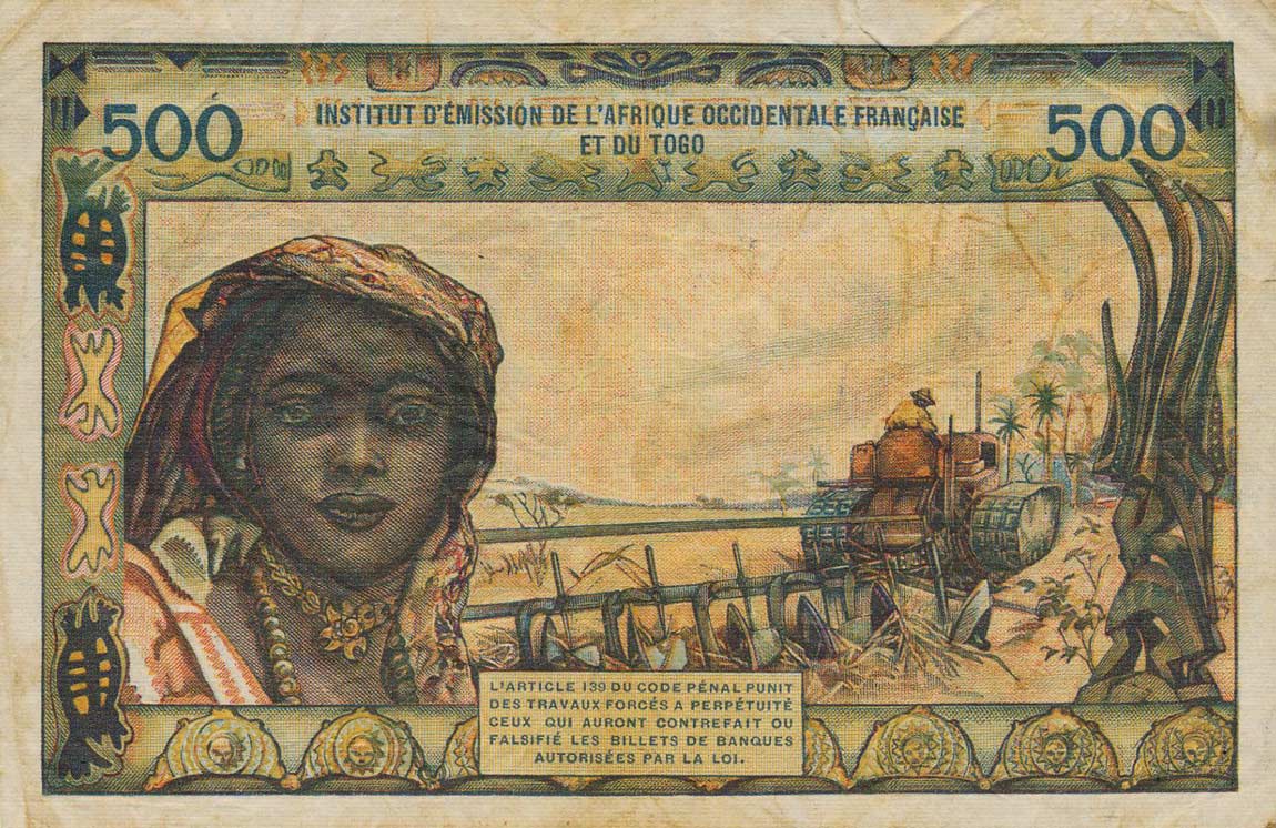 Back of French West Africa p47a: 500 Francs from 1956