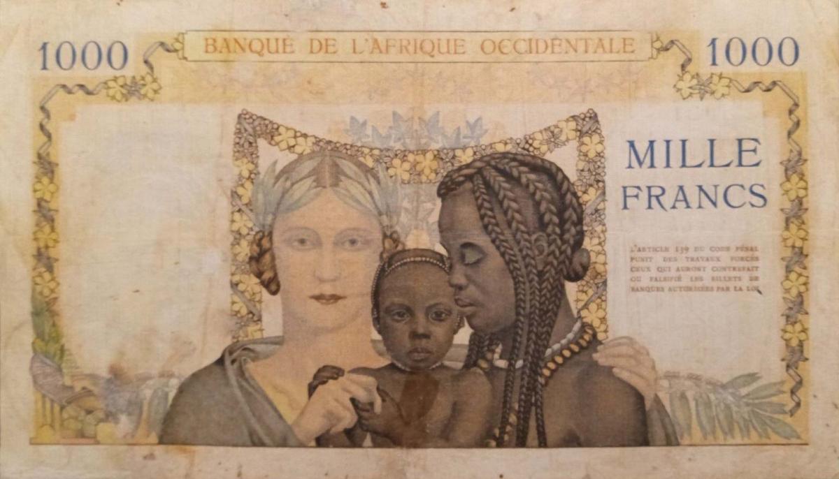 Back of French West Africa p24a: 1000 Francs from 1937