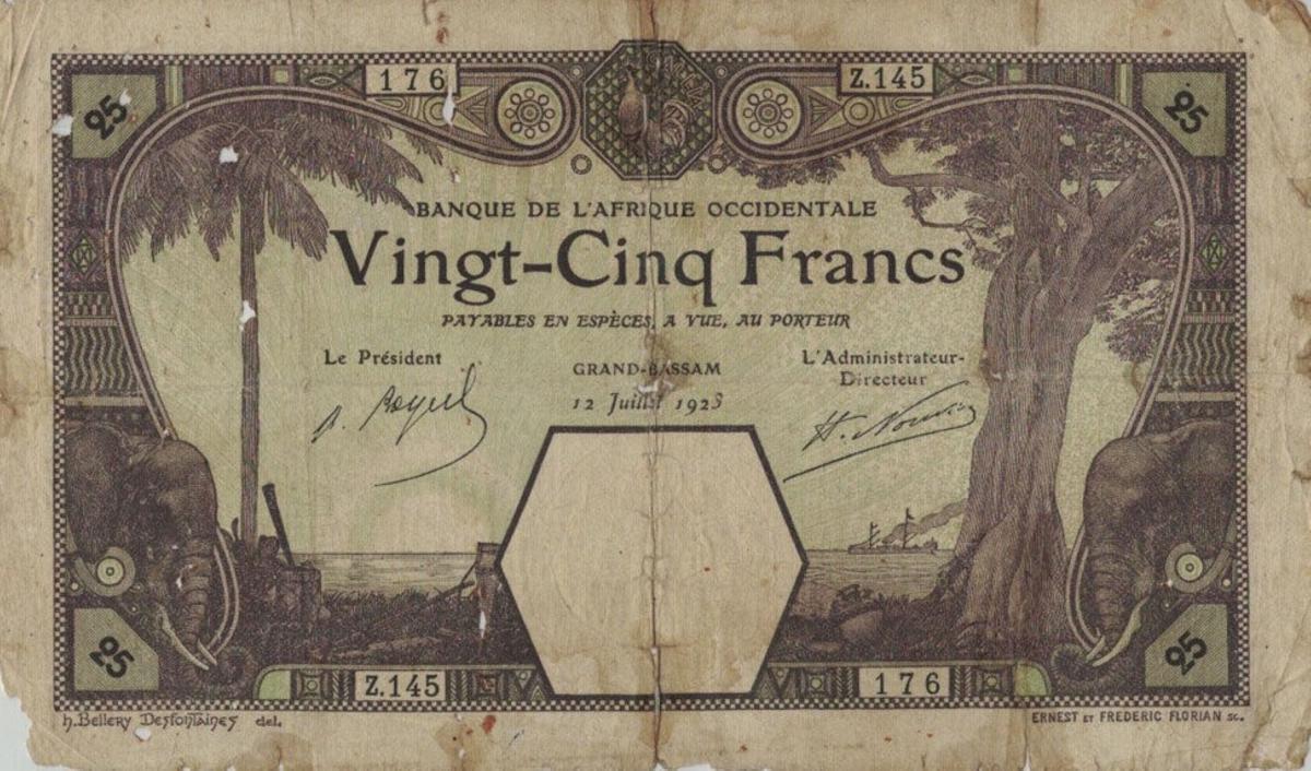 Front of French West Africa p6D: 25 Francs from 1923