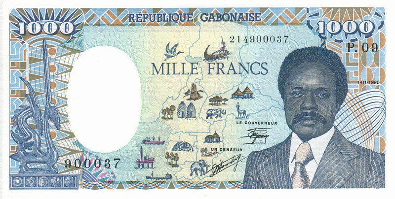 Front of Gabon p10a: 1000 Francs from 1986