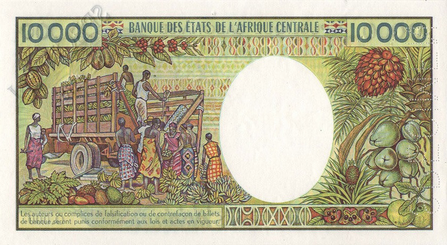 Back of Gabon p7s: 10000 Francs from 1984