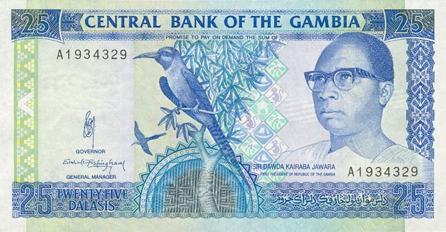 Front of Gambia p14a: 25 Dalasis from 1991