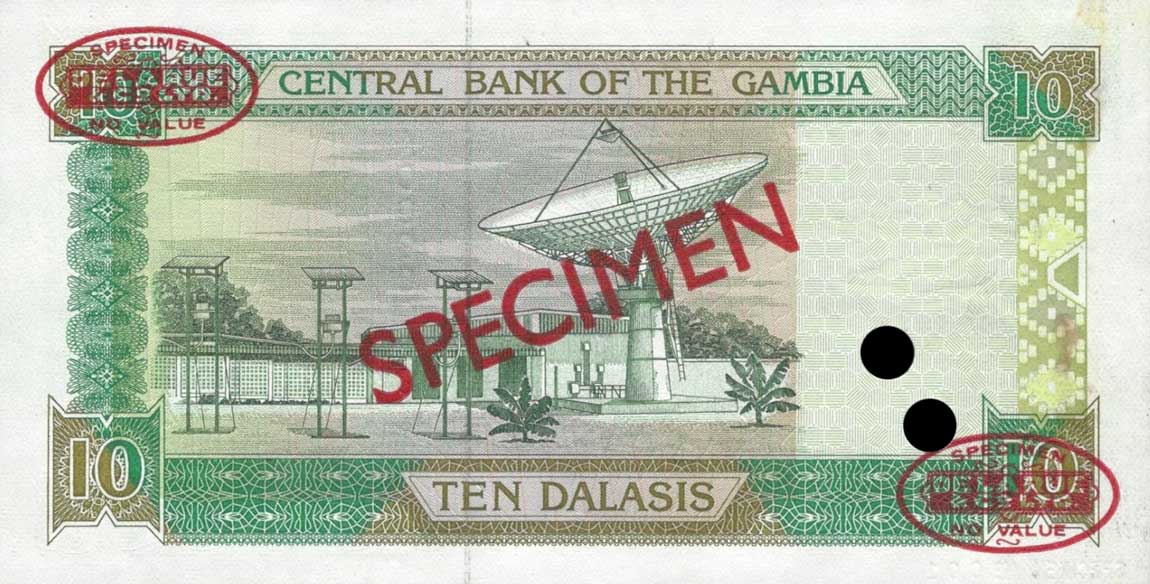 Back of Gambia p17s: 10 Dalasis from 1996