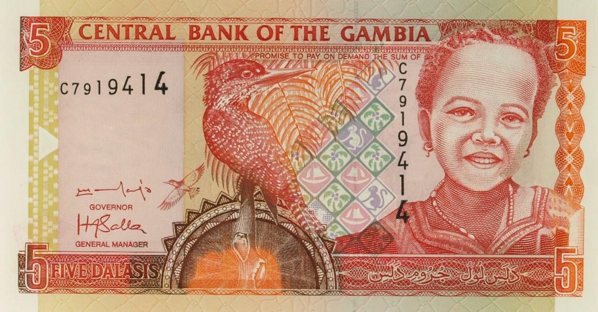Front of Gambia p20b: 5 Dalasis from 2001