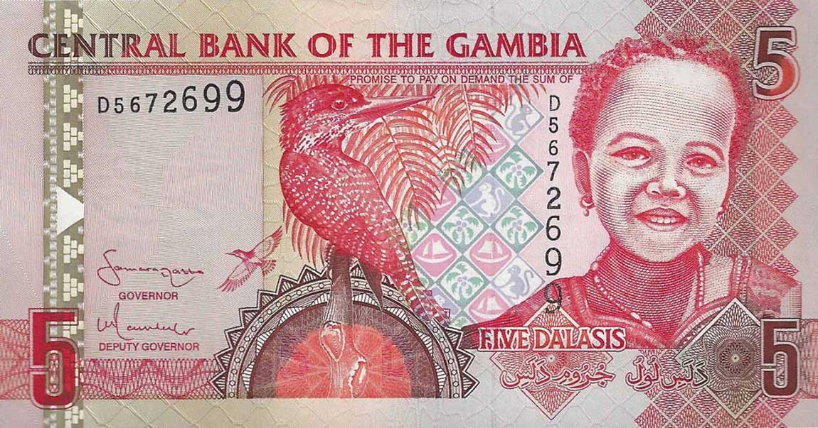 Front of Gambia p20c: 5 Dalasis from 2001