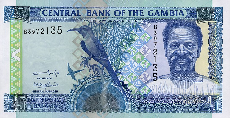 Front of Gambia p22a: 25 Dalasis from 2001