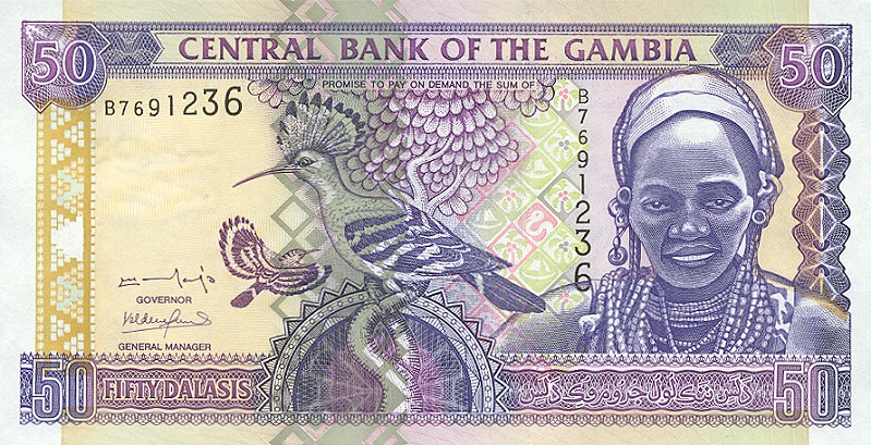 Front of Gambia p23a: 50 Dalasis from 2001