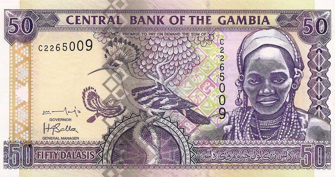 Front of Gambia p23b: 50 Dalasis from 2001