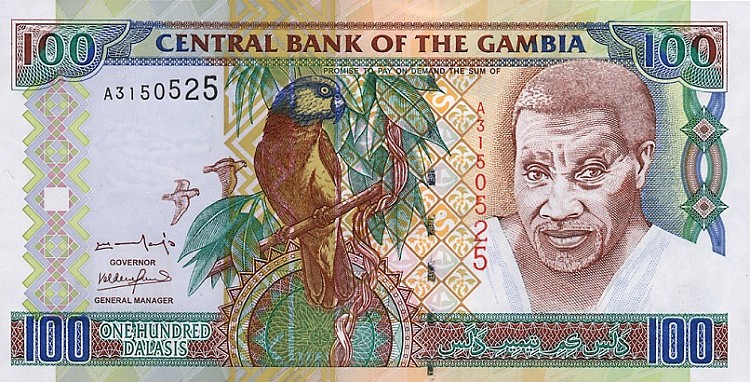Front of Gambia p24a: 100 Dalasis from 2001
