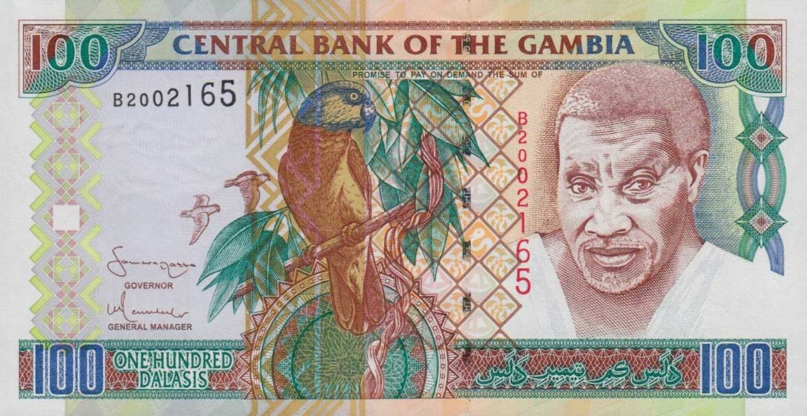 Front of Gambia p24c: 100 Dalasis from 2001