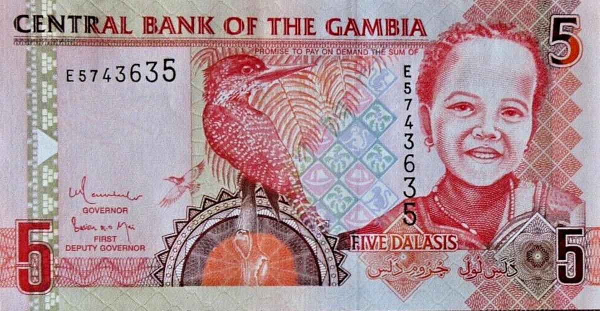 Front of Gambia p25b: 5 Dalasis from 2006
