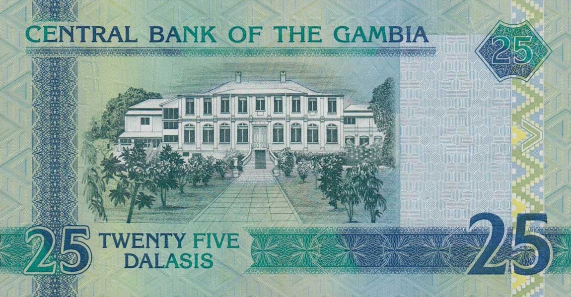 Back of Gambia p27a: 25 Dalasis from 2006