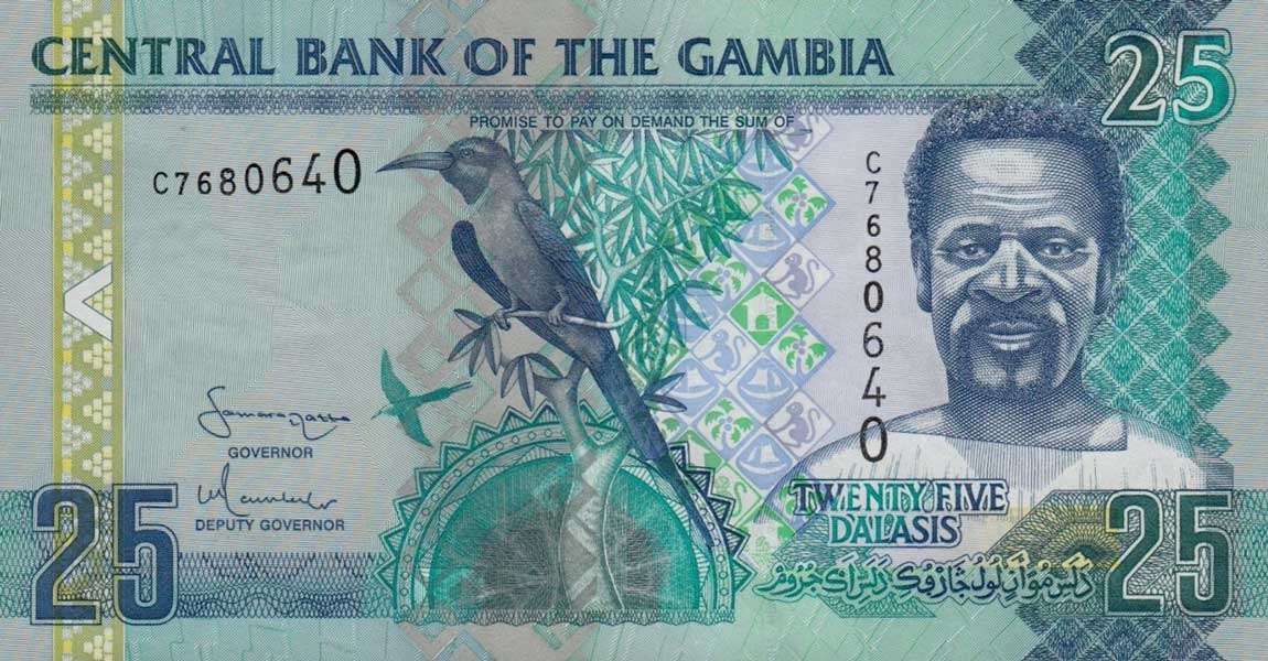 Front of Gambia p27a: 25 Dalasis from 2006
