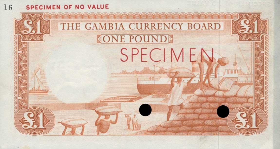 Back of Gambia p2ct: 1 Pound from 1965