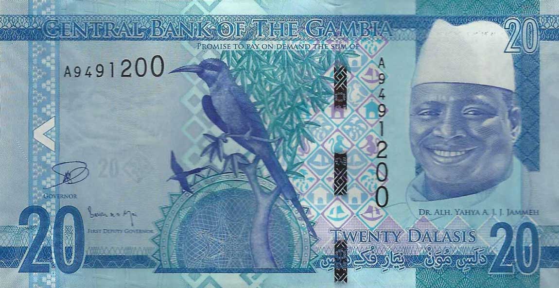Front of Gambia p33: 20 Dalasis from 2015