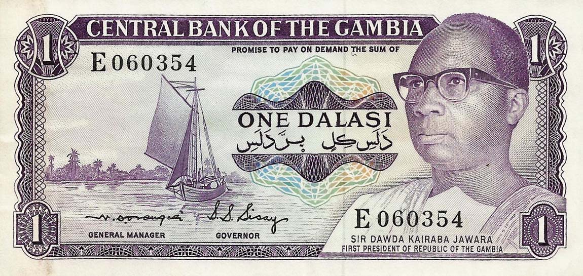 Front of Gambia p4c: 1 Dalasi from 1971