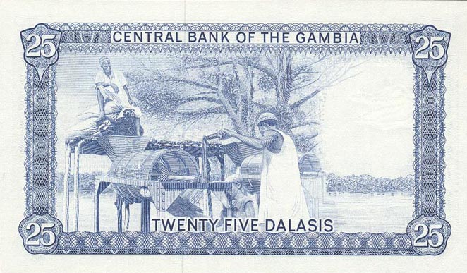 Back of Gambia p7b: 25 Dalasis from 1972