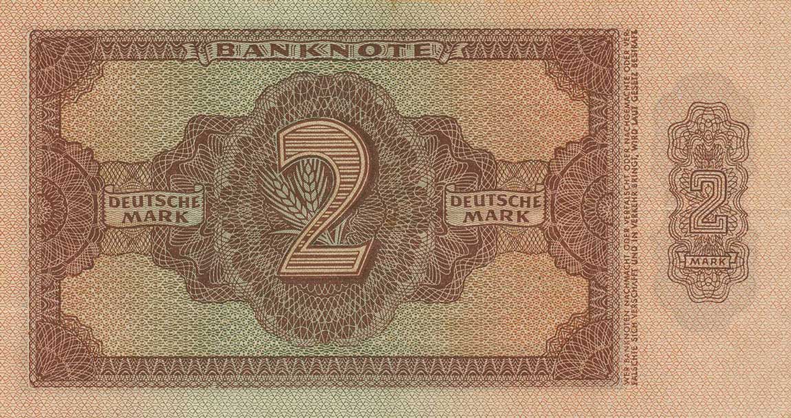 Back of German Democratic Republic p10a: 2 Deutsche Mark from 1948