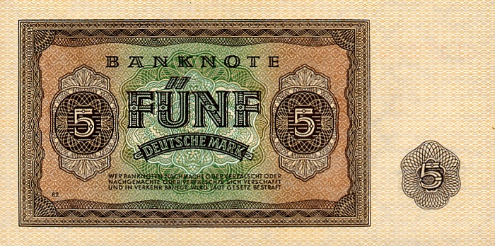 Back of German Democratic Republic p11b: 5 Deutsche Mark from 1948
