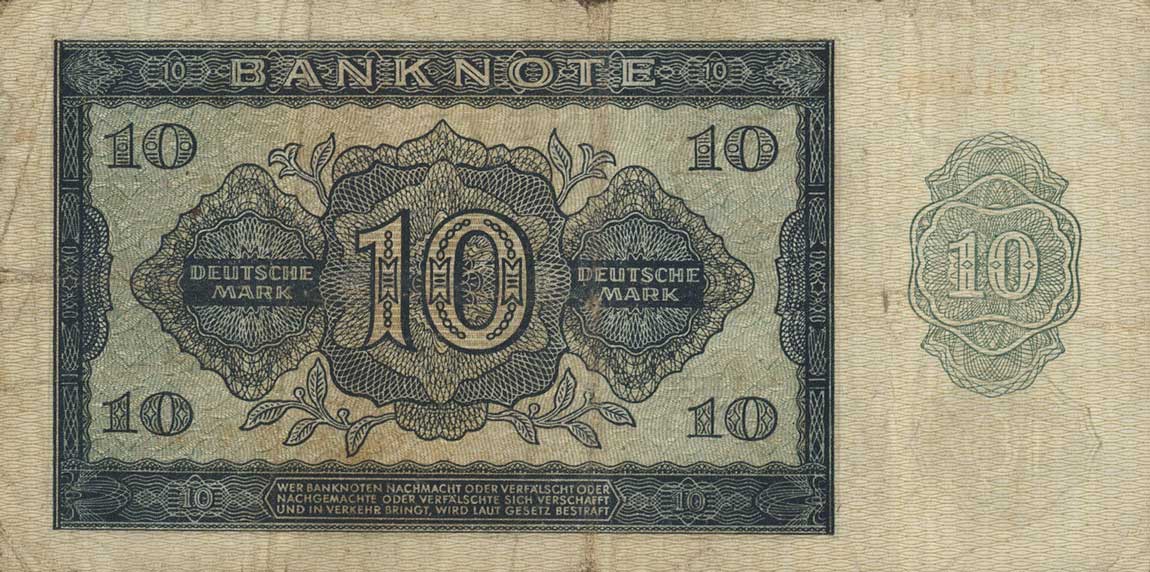 Back of German Democratic Republic p12a: 10 Deutsche Mark from 1948