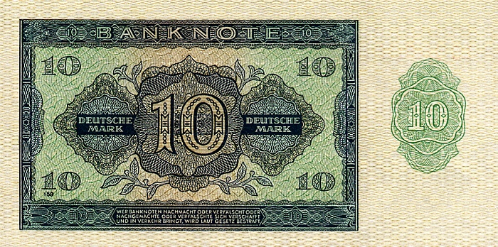 Back of German Democratic Republic p12b: 10 Deutsche Mark from 1948