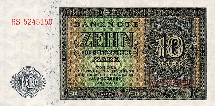 Front of German Democratic Republic p12b: 10 Deutsche Mark from 1948