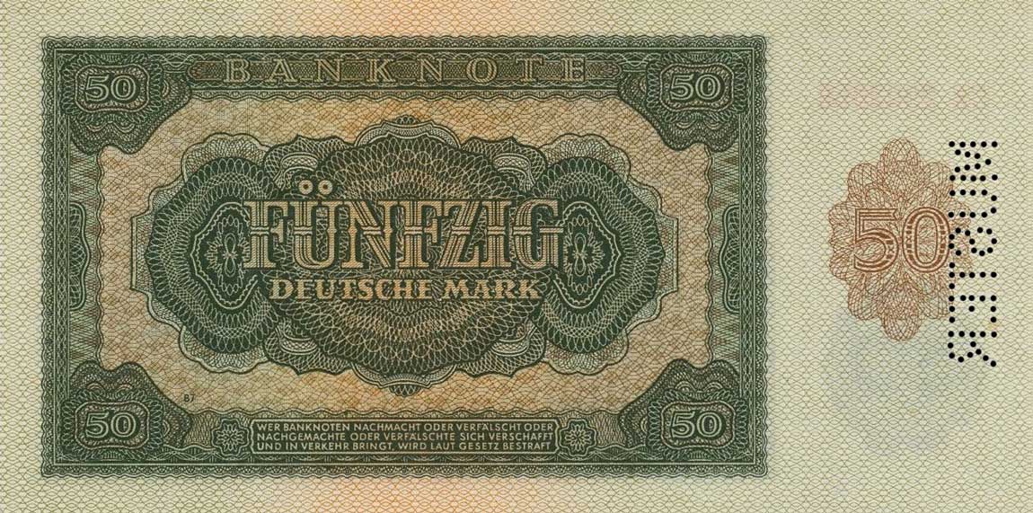 Back of German Democratic Republic p14s: 50 Deutsche Mark from 1948