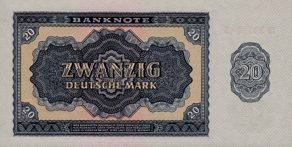 Back of German Democratic Republic p19a: 20 Deutsche Mark from 1955
