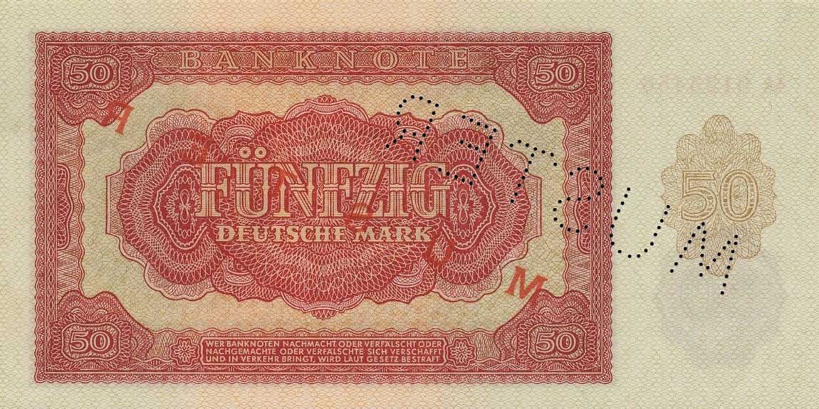Back of German Democratic Republic p20s: 50 Deutsche Mark from 1955