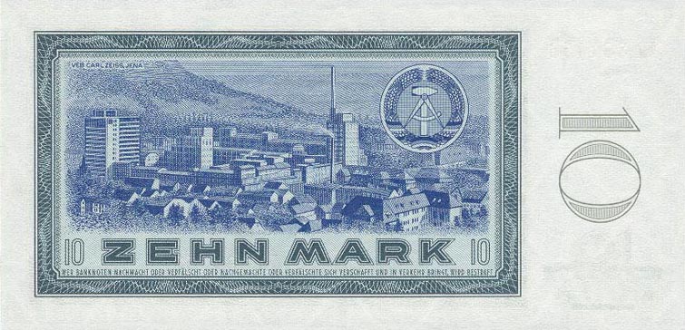 Back of German Democratic Republic p23a: 10 Mark from 1964