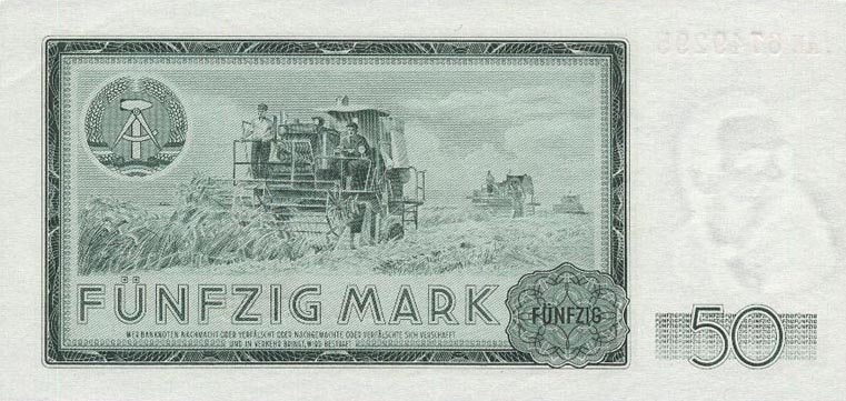 Back of German Democratic Republic p25a: 50 Mark from 1964