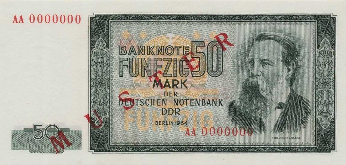 Front of German Democratic Republic p25s: 50 Mark from 1964