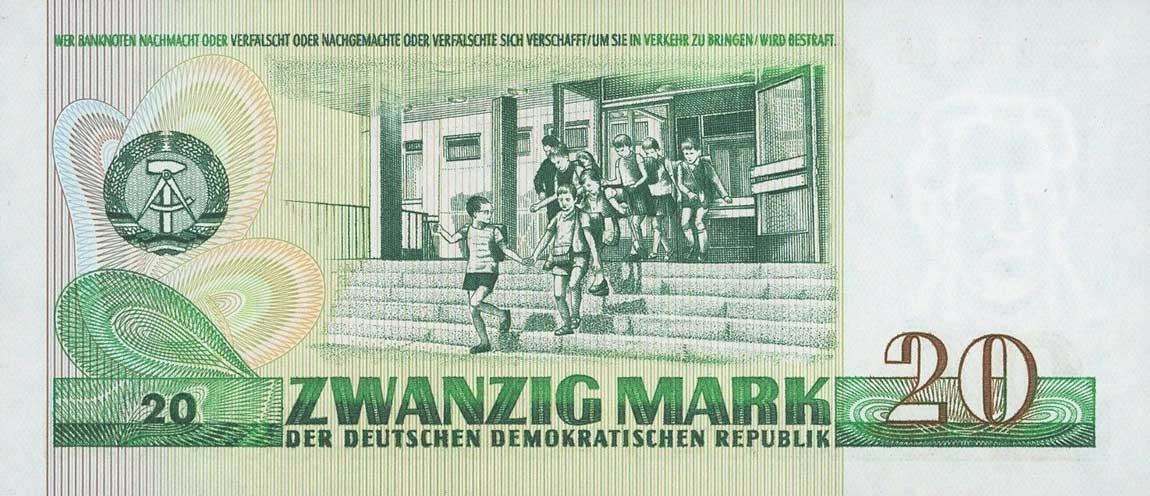 Back of German Democratic Republic p29r: 20 Mark from 1975