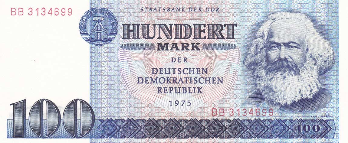 Front of German Democratic Republic p31a: 100 Mark from 1975