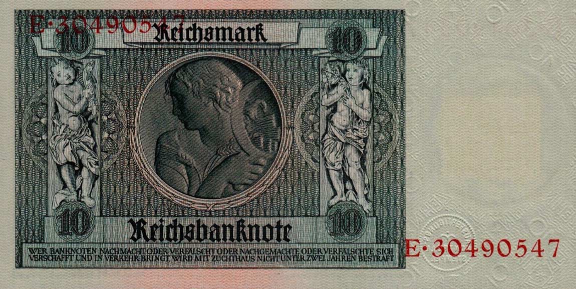 Back of German Democratic Republic p4a: 10 Deutsche Mark from 1948