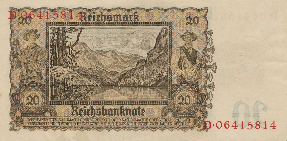 Back of German Democratic Republic p5A: 20 Deutsche Mark from 1948