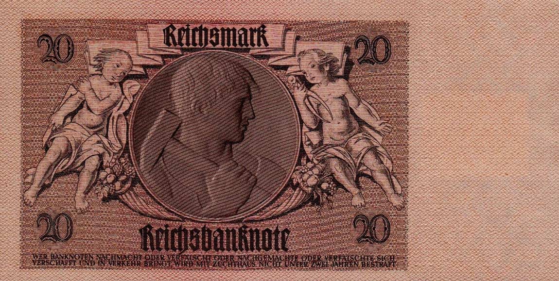 Back of German Democratic Republic p5b: 20 Deutsche Mark from 1948