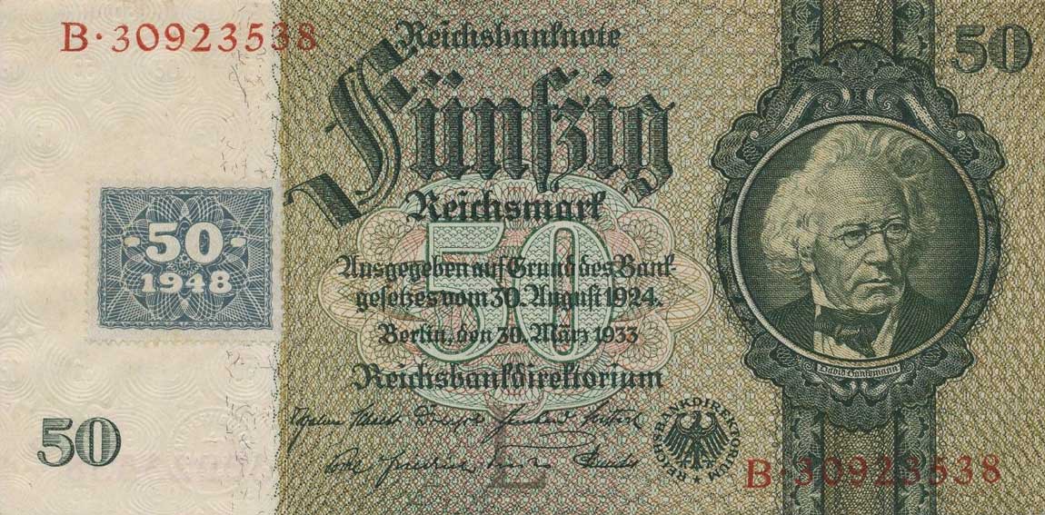 Front of German Democratic Republic p6a: 50 Deutsche Mark from 1948