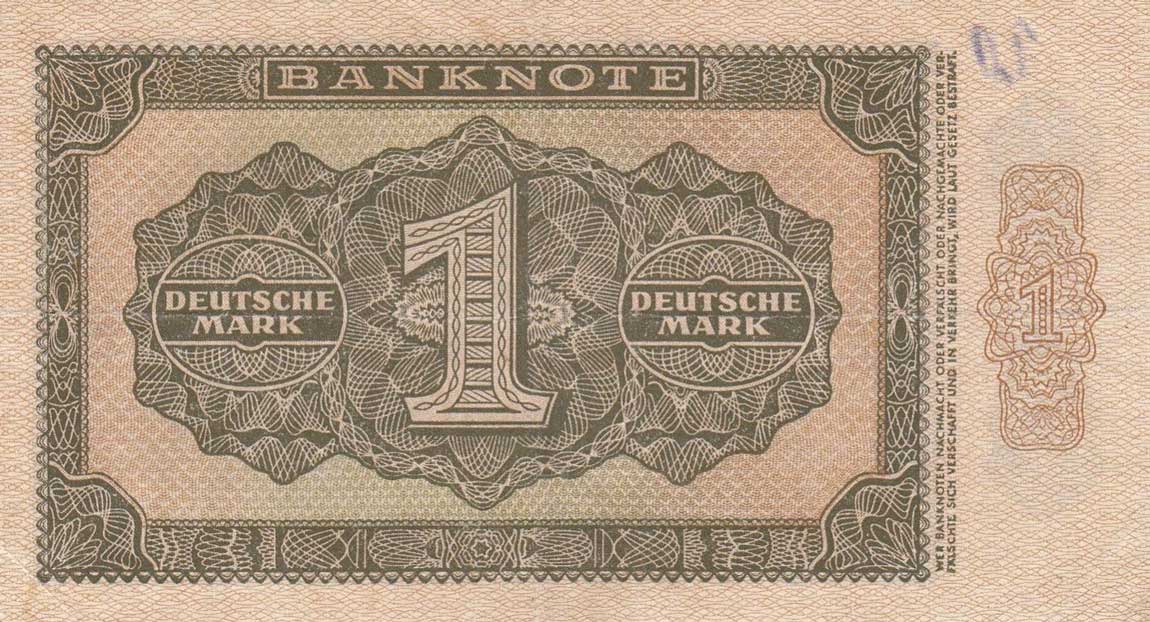 Back of German Democratic Republic p9a: 1 Deutsche Mark from 1948