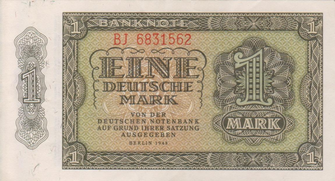 Front of German Democratic Republic p9b: 1 Deutsche Mark from 1948