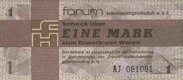 Front of German Democratic Republic pFX2: 1 Mark from 1979