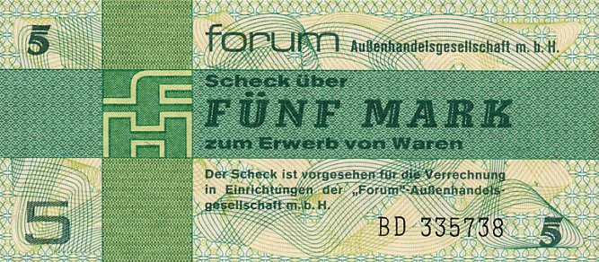 Front of German Democratic Republic pFX3: 5 Mark from 1979