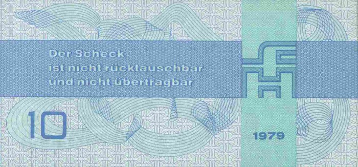Back of German Democratic Republic pFX4: 10 Mark from 1979