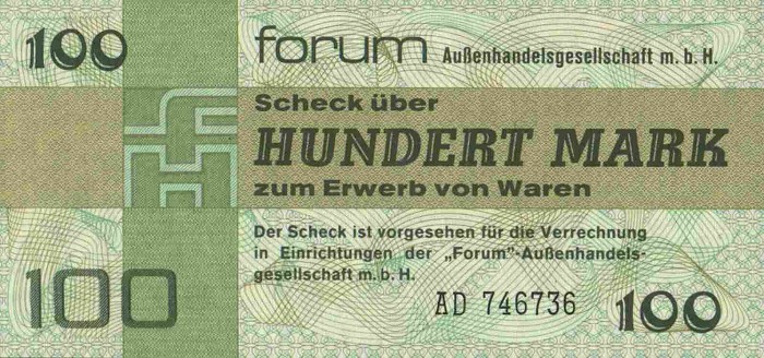 Front of German Democratic Republic pFX6: 100 Mark from 1979